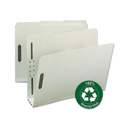 100% Recycled Pressboard Fastener Folders, Letter Size, Gray-green, 25-box