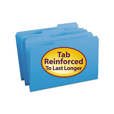 Reinforced Top Tab Colored File Folders, 1-3-cut Tabs, Legal Size, Blue, 100-box