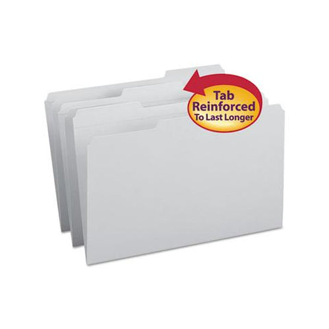 Reinforced Top Tab Colored File Folders, 1-3-cut Tabs, Legal Size, Gray, 100-box