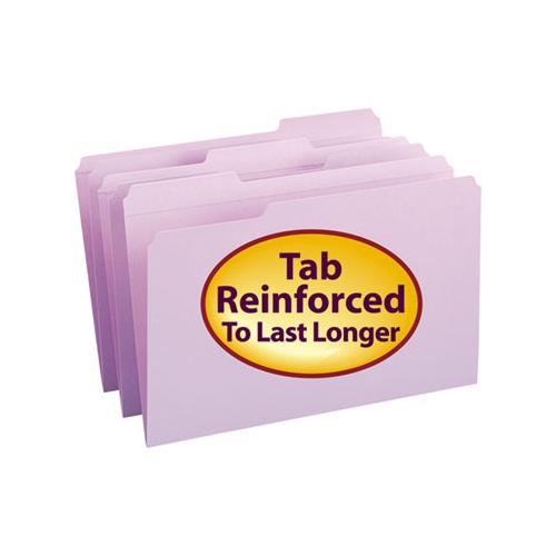 Reinforced Top Tab Colored File Folders, 1-3-cut Tabs, Legal Size, Lavender, 100-box