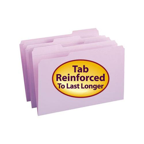 Reinforced Top Tab Colored File Folders, 1-3-cut Tabs, Legal Size, Lavender, 100-box