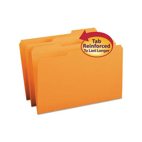 Reinforced Top Tab Colored File Folders, 1-3-cut Tabs, Legal Size, Orange, 100-box