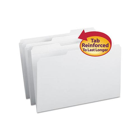 Reinforced Top Tab Colored File Folders, 1-3-cut Tabs, Legal Size, White, 100-box