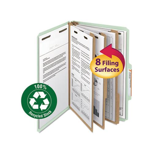 100% Recycled Pressboard Classification Folders, 3 Dividers, Legal Size, Gray-green, 10-box