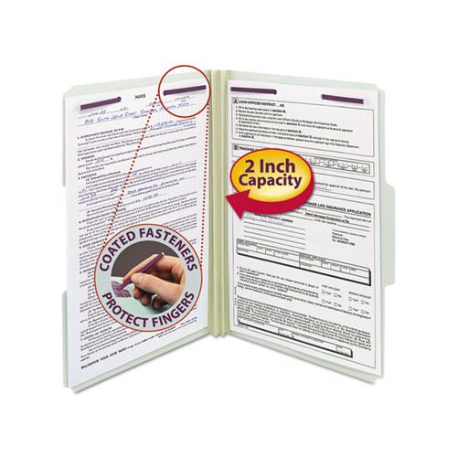Recycled Pressboard Folders With Two Safeshield Coated Fasteners, 1-3-cut Tabs, 2" Expansion, Legal Size, Gray-green, 25-box
