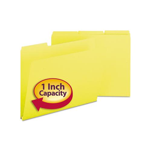 Expanding Recycled Heavy Pressboard Folders, 1-3-cut Tabs, 1" Expansion, Letter Size, Yellow, 25-box