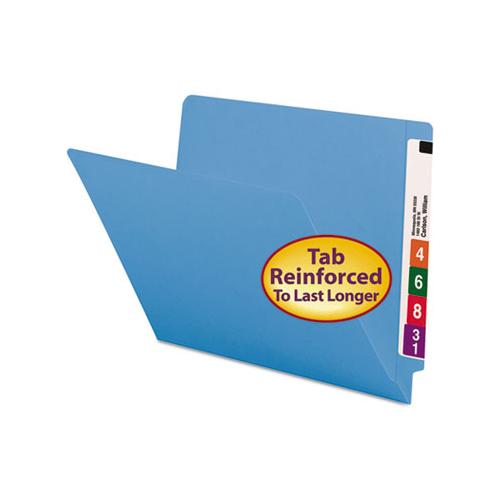Reinforced End Tab Colored Folders, Straight Tab, Letter Size, Blue, 100-box