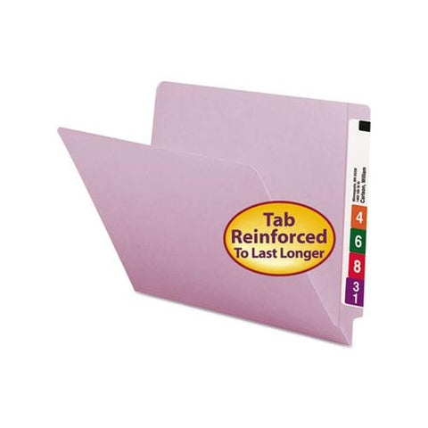 Reinforced End Tab Colored Folders, Straight Tab, Letter Size, Lavender, 100-box