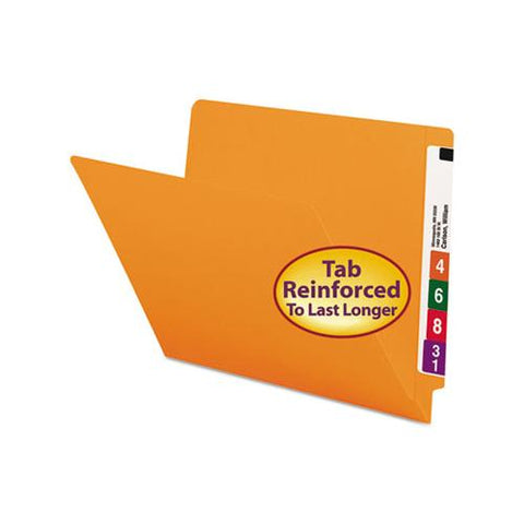 Reinforced End Tab Colored Folders, Straight Tab, Letter Size, Orange, 100-box