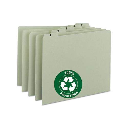 100% Recycled Daily Top Tab File Guide Set, 1-5-cut Top Tab, 1 To 31, 8.5 X 11, Green, 31-set