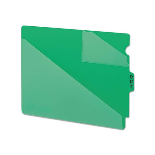 End Tab Poly Out Guides, Two-pocket Style, 1-3-cut End Tab, Out, 8.5 X 11, Green, 50-box