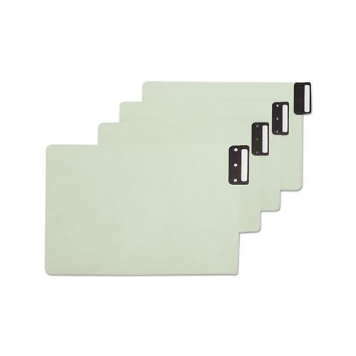 100% Recycled End Tab Pressboard Guides With Metal Tabs, 1-3-cut End Tab, Blank, 8.5 X 14, Green, 50-box