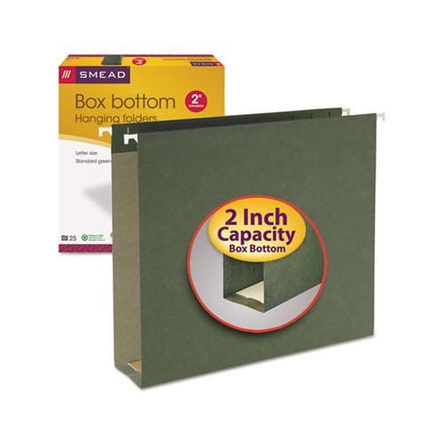 Box Bottom Hanging File Folders, Letter Size, Standard Green, 25-box