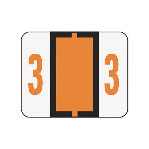 Numerical End Tab File Folder Labels, 3, 1 X 1.25, White, 500-roll