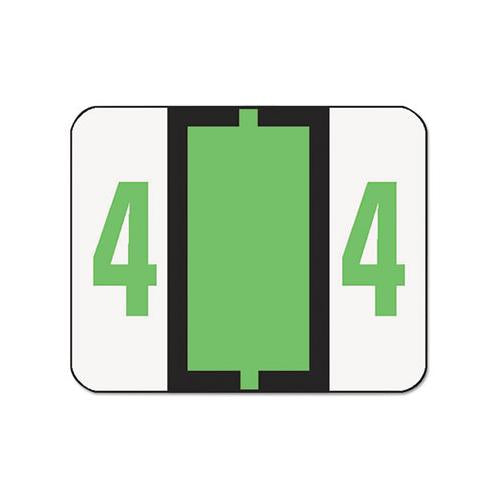 Numerical End Tab File Folder Labels, 4, 1 X 1.25, White, 500-roll