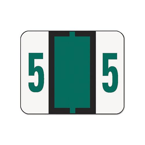 Numerical End Tab File Folder Labels, 5, 1 X 1.25, White, 500-roll