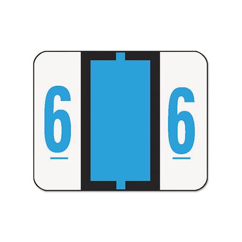 Numerical End Tab File Folder Labels, 6, 1 X 1.25, White, 500-roll
