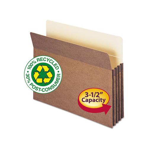 100% Recycled Top Tab File Pockets, 3.5" Expansion, Letter Size, Redrope, 25-box