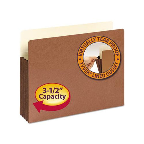 Redrope Drop-front File Pockets W- Fully Lined Gussets, 3.5" Expansion, Letter Size, Redrope, 10-box