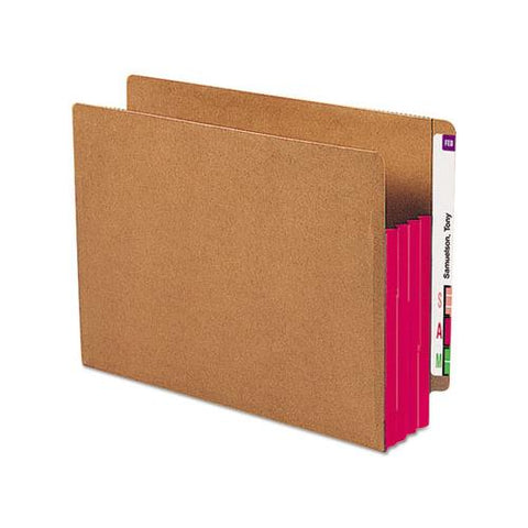 Redrope Drop-front End Tab File Pockets W- Fully Lined Colored Gussets, 3.5" Expansion, Letter Size, Redrope-red, 10-box