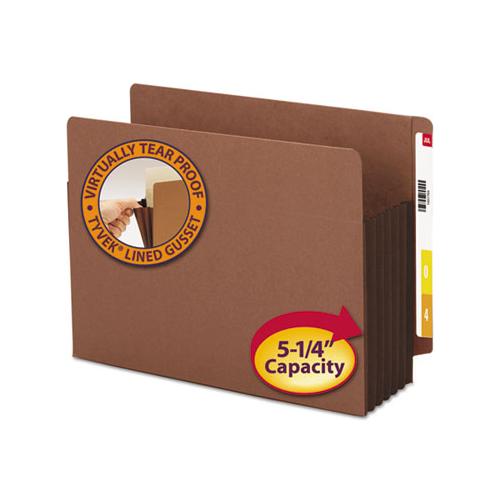 Redrope Drop-front End Tab File Pockets W- Fully Lined Colored Gussets, 5.25" Exp, Letter Size, Redrope-dark Brown, 10-box