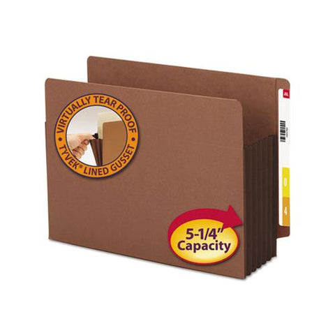 Redrope Drop-front End Tab File Pockets W- Fully Lined Colored Gussets, 5.25" Exp, Letter Size, Redrope-dark Brown, 10-box