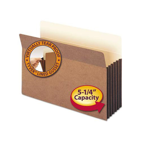 Redrope Drop-front File Pockets W- Fully Lined Gussets, 5.25" Expansion, Legal Size, Redrope, 10-box