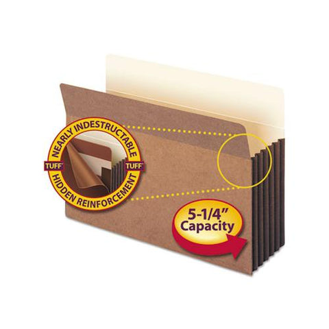 Redrope Tuff Pocket Drop-front File Pockets W- Fully Lined Gussets, 5.25" Expansion, Legal Size, Redrope, 10-box
