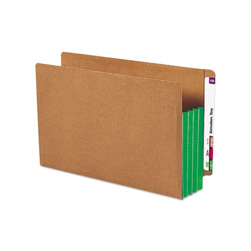 Redrope Drop-front End Tab File Pockets W- Fully Lined Colored Gussets, 3.5" Expansion, Legal Size, Redrope-green, 10-box