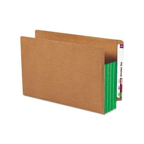 Redrope Drop-front End Tab File Pockets W- Fully Lined Colored Gussets, 3.5" Expansion, Legal Size, Redrope-green, 10-box