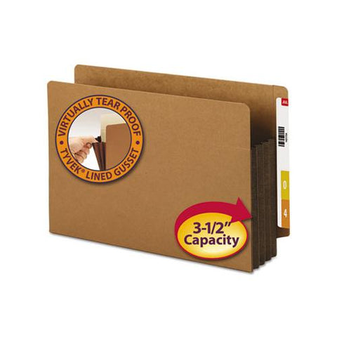 Redrope Drop-front End Tab File Pockets W- Fully Lined Colored Gussets, 3.5" Exp, Legal Size, Redrope-dark Brown, 10-box