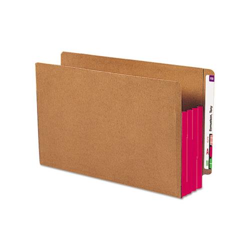 Redrope Drop-front End Tab File Pockets With Fully Lined Colored Gussets, 3.5" Expansion, Legal Size, Redrope-red, 10-box