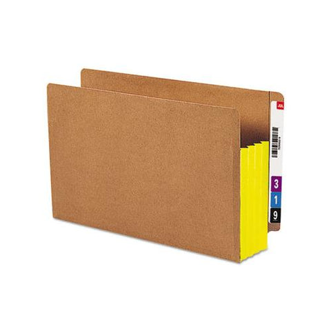 Redrope Drop-front End Tab File Pockets W- Fully Lined Colored Gussets, 3.5" Expansion, Legal Size, Redrope-yellow, 10-box