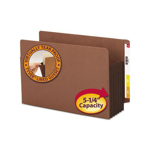 Redrope Drop-front End Tab File Pockets With Fully Lined Colored Gussets, 5.25" Expansion, Legal, Redrope-dark Brown, 10-box