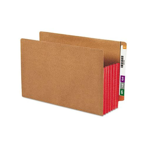 Redrope Drop-front End Tab File Pockets W- Fully Lined Colored Gussets, 5.25" Expansion, Legal Size, Redrope-red, 10-box