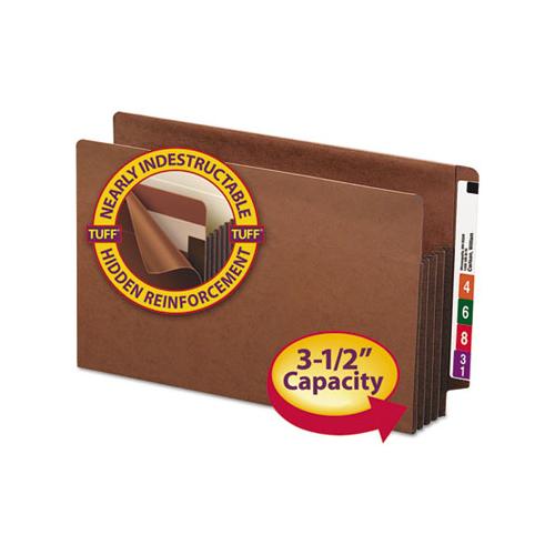 Heavy-duty Redrope End Tab Tuff Pockets, 3.5" Expansion, Legal Size, Redrope, 10-box