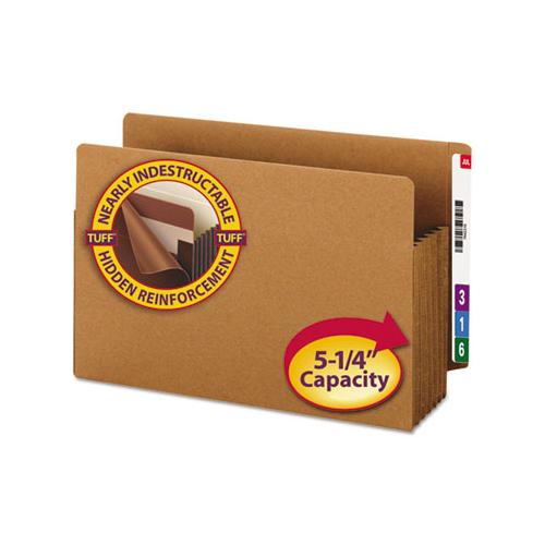 Heavy-duty Redrope End Tab Tuff Pockets, 5.25" Expansion, Legal Size, Redrope, 10-box
