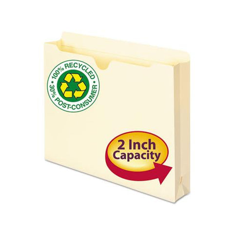 100% Recycled Top Tab File Jackets, Straight Tab, Letter Size, Manila, 50-box