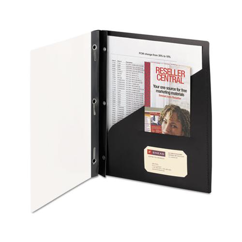 Clear Front Poly Report Cover With Tang Fasteners, 8.5 X 11, Black, 5-pack
