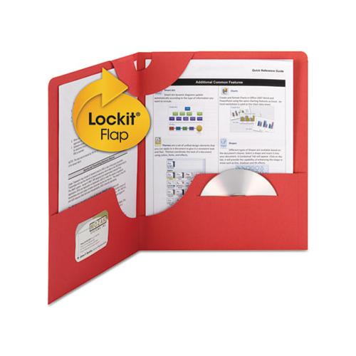 Lockit Two-pocket Folder, Textured Paper, 11 X 8 1-2, Red, 25-box