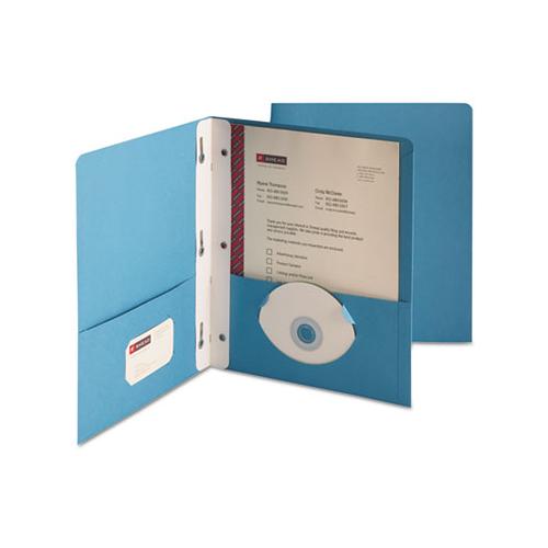 2-pocket Folder W-tang Fastener, Letter, 1-2" Cap, Blue, 25-box