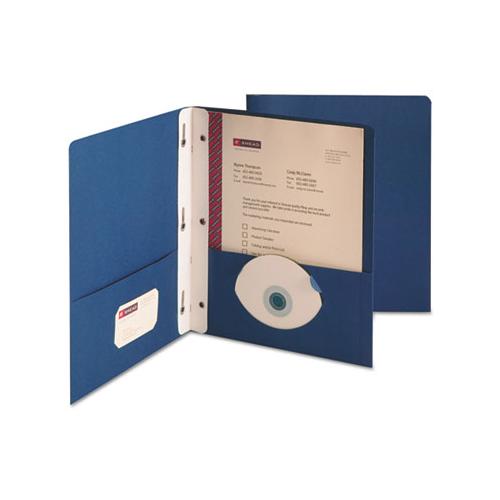 2-pocket Folder W-tang Fastener, Letter, 1-2" Cap, Dark Blue, 25-box