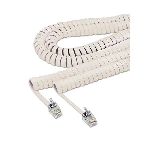 Coiled Phone Cord, Plug-plug, 25 Ft., Beige