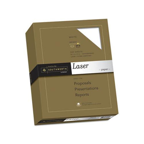 25% Cotton Laser Paper, 95 Bright, 24 Lb, 8.5 X 11, White, 500-ream