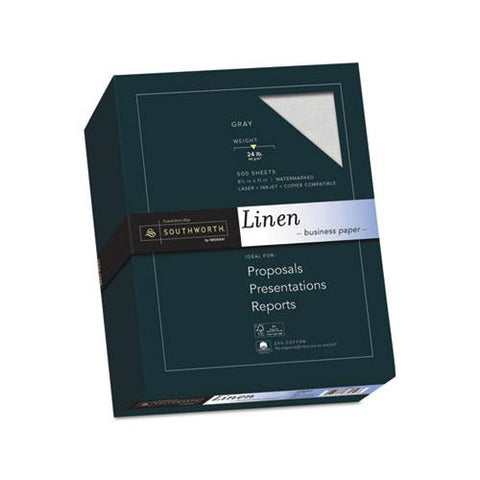 25% Cotton Linen Business Paper, 24 Lb, 8.5 X 11, Gray, 500-ream