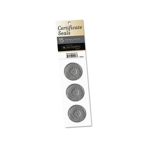 Certificate Seals, 1.75" Dia., Silver, 3-sheet, 5 Sheets-pack