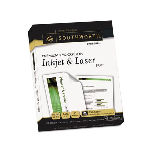 Premium 25% Cotton Paper, 97 Bright, 24 Lb, 8.5 X 11, Wicked White, 250-pack