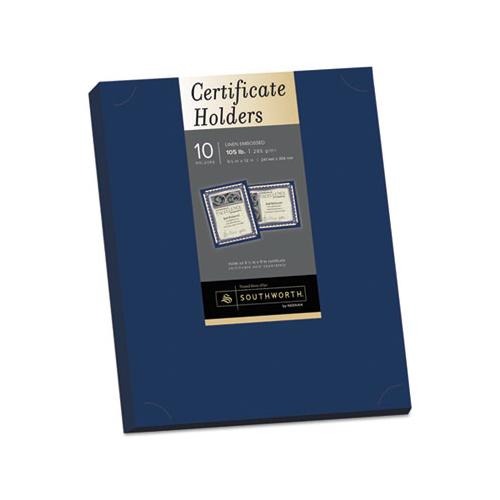 Certificate Holder, Navy, 105lb Linen Stock, 12 X 9 1-2, 10-pack
