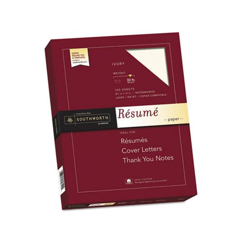 100% Cotton Resume Paper, 32 Lb, 8.5 X 11, Ivory, 100-pack