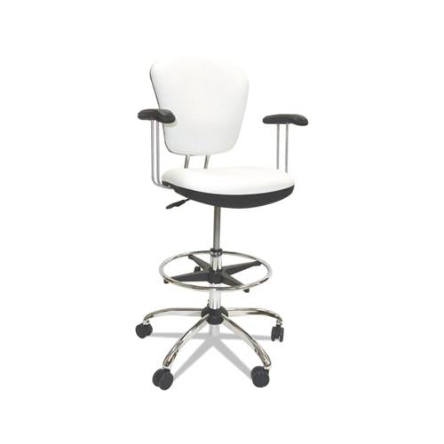 Lab And Healthcare Seating, 28" Seat Height, Supports Up To 300 Lbs., White Seat-white Back, Chrome Base